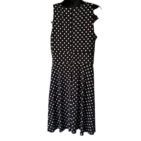 LIZ CLAIBORNE Women's size 10 Black White Polka dot Sleeveless A-Line Midi Dress - Picture 5 of 8